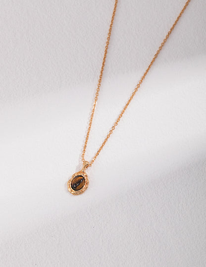 925 Sterling Silver Tiger’s Eye and Malachite Necklace